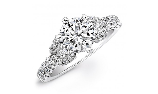 18k White Gold Half Moon Prong Diamond Engagement Semi Mount Ring
