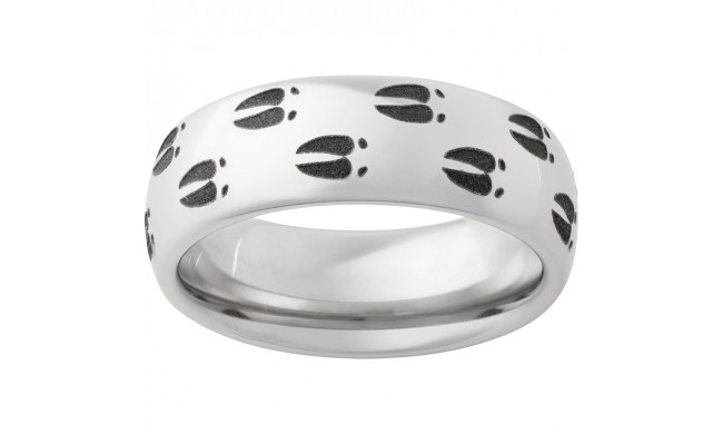 Serinium Domed Band with Deer Tracks Laser Engraving