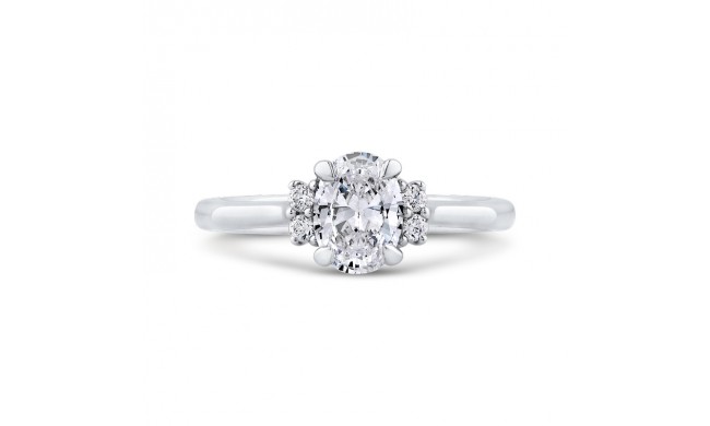 Shah Luxury Oval Diamond Engagement Ring In 14K White Gold (Semi-Mount)