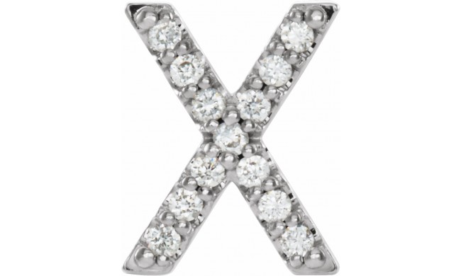 14K White .06 CTW Diamond Single Initial X Earring