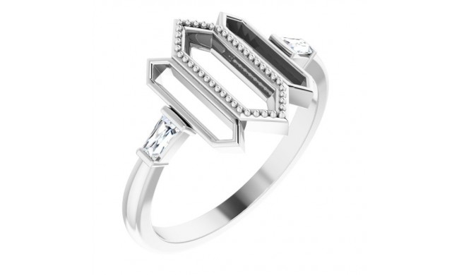 14K White 1/8 CTW Diamond Geometric Ring