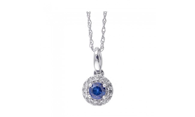 Gems One 10Kt White Gold Diamond (1/12Ctw) & Sapphire (1/5 Ctw) Pendant