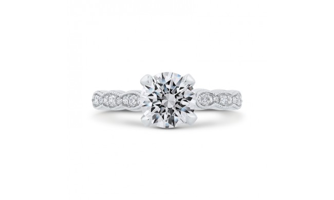 Shah Luxury 14K White Gold Round Diamond Engagement Ring (Semi-Mount)