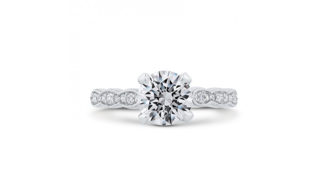 Shah Luxury 14K White Gold Round Diamond Engagement Ring (Semi-Mount)