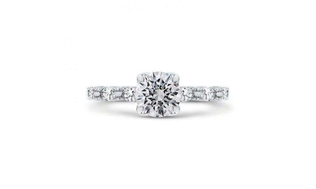 Shah Luxury 14K White Gold Round Cut Diamond Engagement Ring (Semi-Mount)