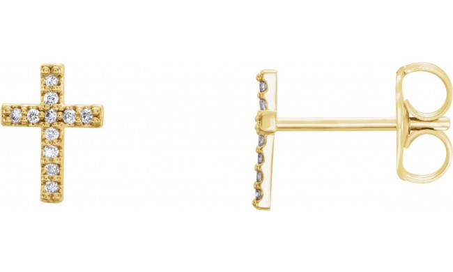 14K Yellow .05 CTW Diamond Cross Earrings