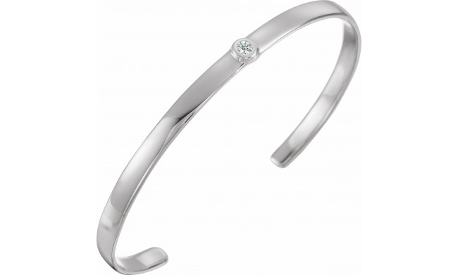 14K White 1/10 CT Diamond Cuff 6 Bracelet