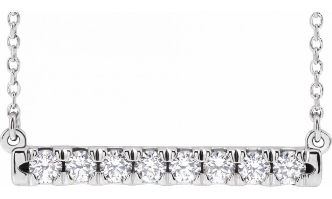 14K White 1/2 CTW Diamond French-Set Bar 16 Necklace