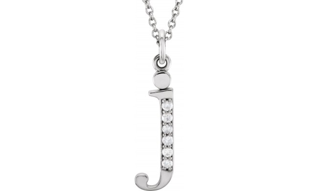 14K White .025 CTW Diamond Lowercase Initial j 16 Necklace