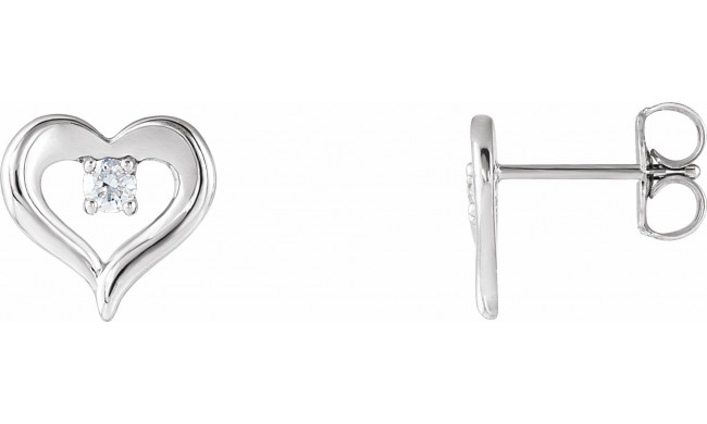 14K White 1/10 CTW Diamond Heart Stud Earrings