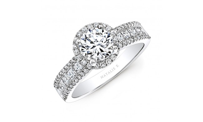 18k White Gold Channel Set Diamond Halo Engagement Ring