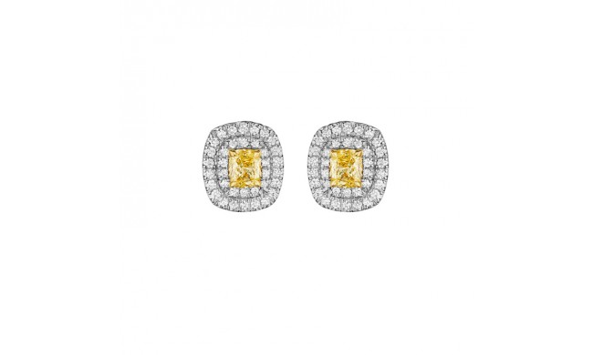Henri Daussi Yellow Platinum Diamond Stud Earrings