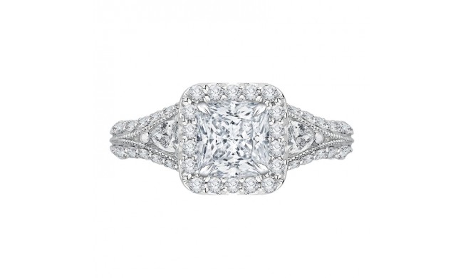 Shah Luxury 14K White Gold Princess Diamond Halo Engagement Ring with Split Shank (Semi-Mount)