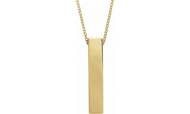 14K Yellow Engravable Sculptural Bar 16-18 Necklace