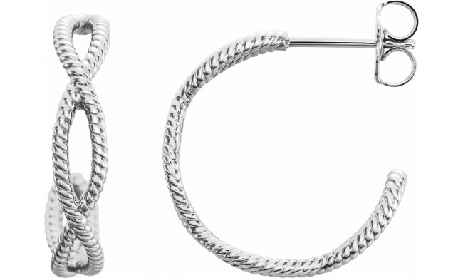 14K White 17x3.6 mm Rope Hoop Earrings