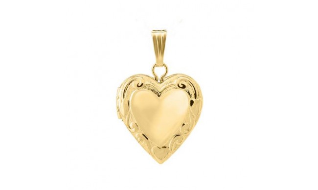 14K Yellow Gold embossed Heart Child's Locket