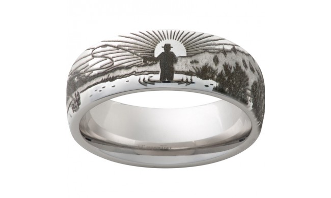 Serinium Domed Band with Sunrise Laser Engraving