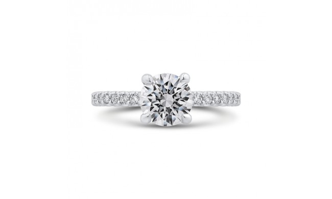 Shah Luxury Round Cut Diamond Classic Engagement Ring In 14K White Gold (Semi-Mount)