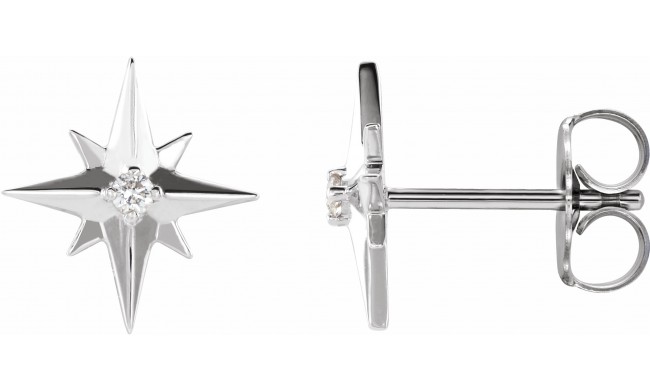 14K White .03 CTW Diamond Star Earrings