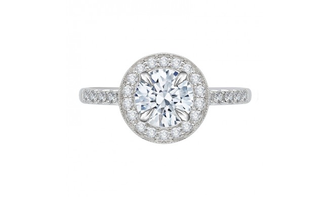 Shah Luxury 14K White Gold Round Diamond Halo Engagement Ring with Euro Shank (Semi-Mount)