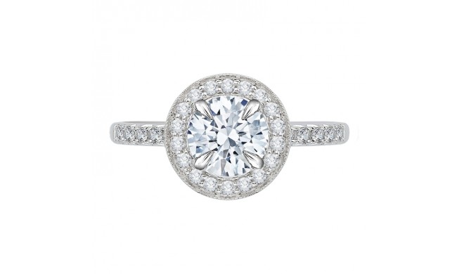 Shah Luxury 14K White Gold Round Diamond Halo Engagement Ring with Euro Shank (Semi-Mount)