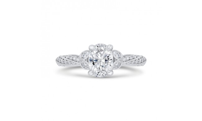 Shah Luxury 14K White Gold Oval Cut Diamond Split Shank Engagement Ring (Semi-Mount)