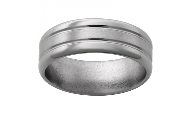Titanium Band with Two .5mm Grooves, Satin Center and Polished Edges