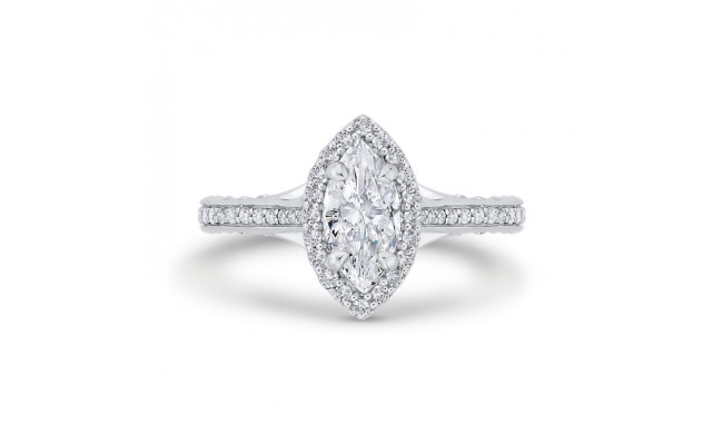 Shah Luxury 14K White Gold Marquise Cut Diamond Halo Engagement Ring (Semi-Mount)