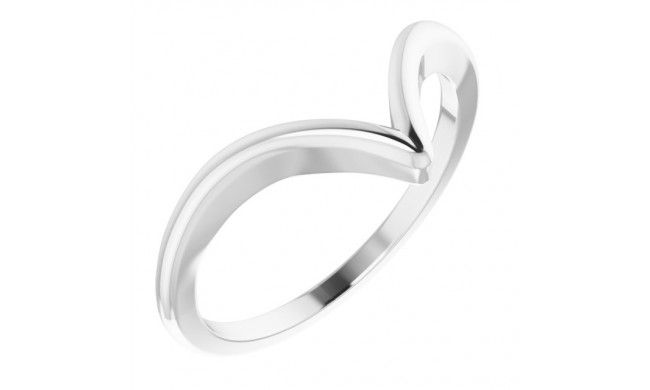 14K White V Ring