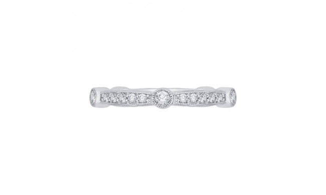 Shah Luxury 14K White Gold Round Diamond Wedding Band