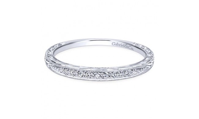 Gabriel & Co. 14k White Gold Victorian Diamond Wedding Band