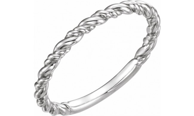 14K White Stackable Rope Ring