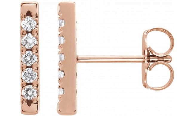 14K Rose 1/8 CTW Diamond French-Set Bar Earrings