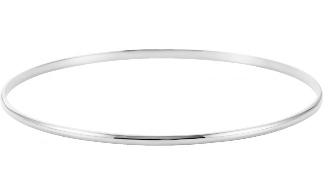 14K White 2 mm Half Round Bangle 7 1/2 Bracelet