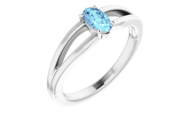 14K White Aquamarine Youth Solitaire Ring