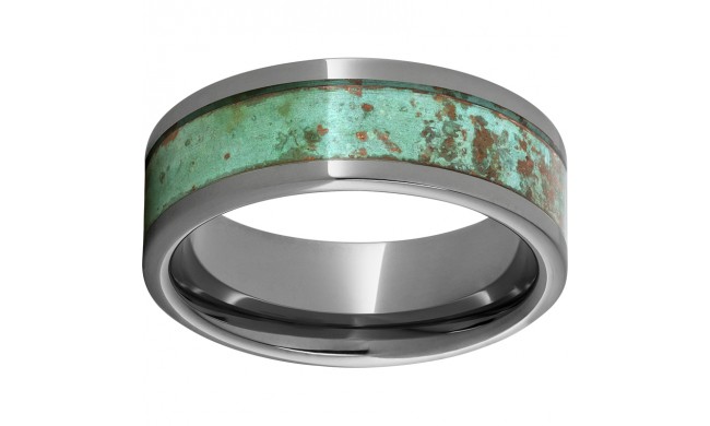 Rugged Tungsten  8mm Pipe Cut Band with Rustic Copper Inlay