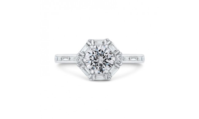 Shah Luxury 14K White Gold Round Cut Diamond Halo Engagement Ring (Semi-Mount)