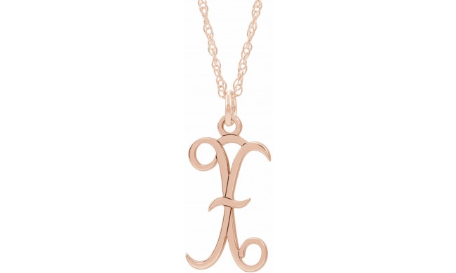 14K Rose Script Initial X 16-18 Necklace