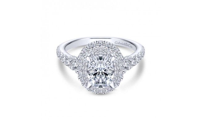 Gabriel & Co. 14k White Gold Rosette Double Halo Engagement Ring