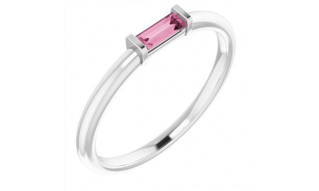 14K White Pink Tourmaline Stackable Ring