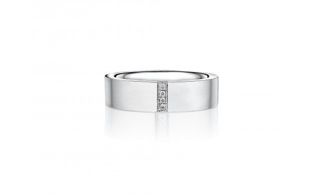 Henri Daussi 6mm Men's Wedding Band MB132 14k Gold White B 0.04 Ctw, W 0.03 Ctw Black Diamond, White Diamond