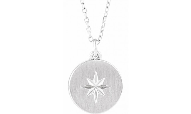 14K White Starburst Disc 16-18 Necklace