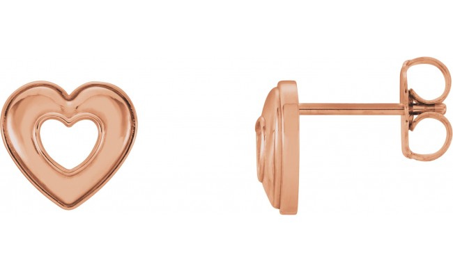 14K Rose 8.5x8 mm Heart Earrings