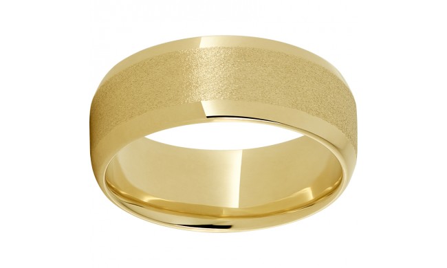 Modern Gold 8mm 10K Yellow Gold Ring with Beveled Edges and Stone Finish