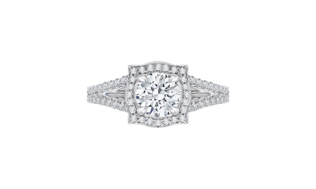 Shah Luxury 14K White Gold Round Halo Diamond Engagement Ring with Split Shank (Semi-Mount)