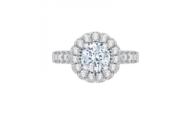 Shah Luxury 14K White Gold Round Halo Diamond Engagement Ring (Semi-Mount)