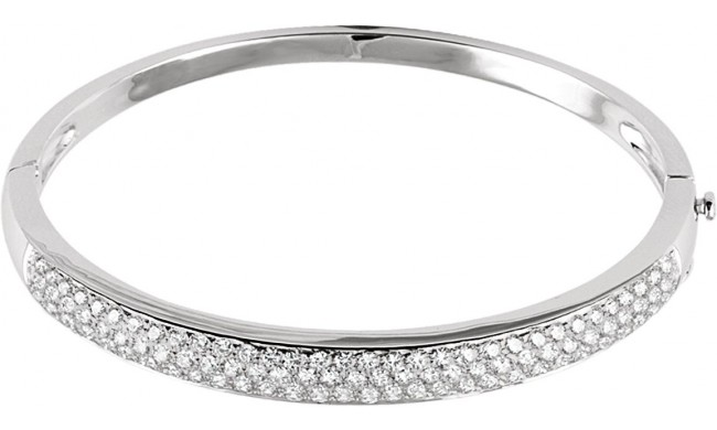 14K White 3 CTW Diamond Pave' Bangle 7 Bracelet