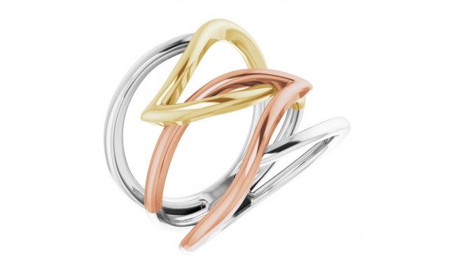 14K Tri-Color Criss-Cross Ring
