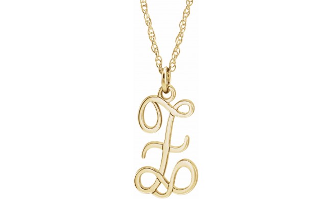 14K Yellow Script Initial Z 16-18 Necklace