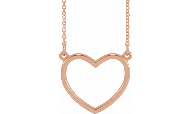 14K Rose 17x15.8 mm Heart 16 Necklace